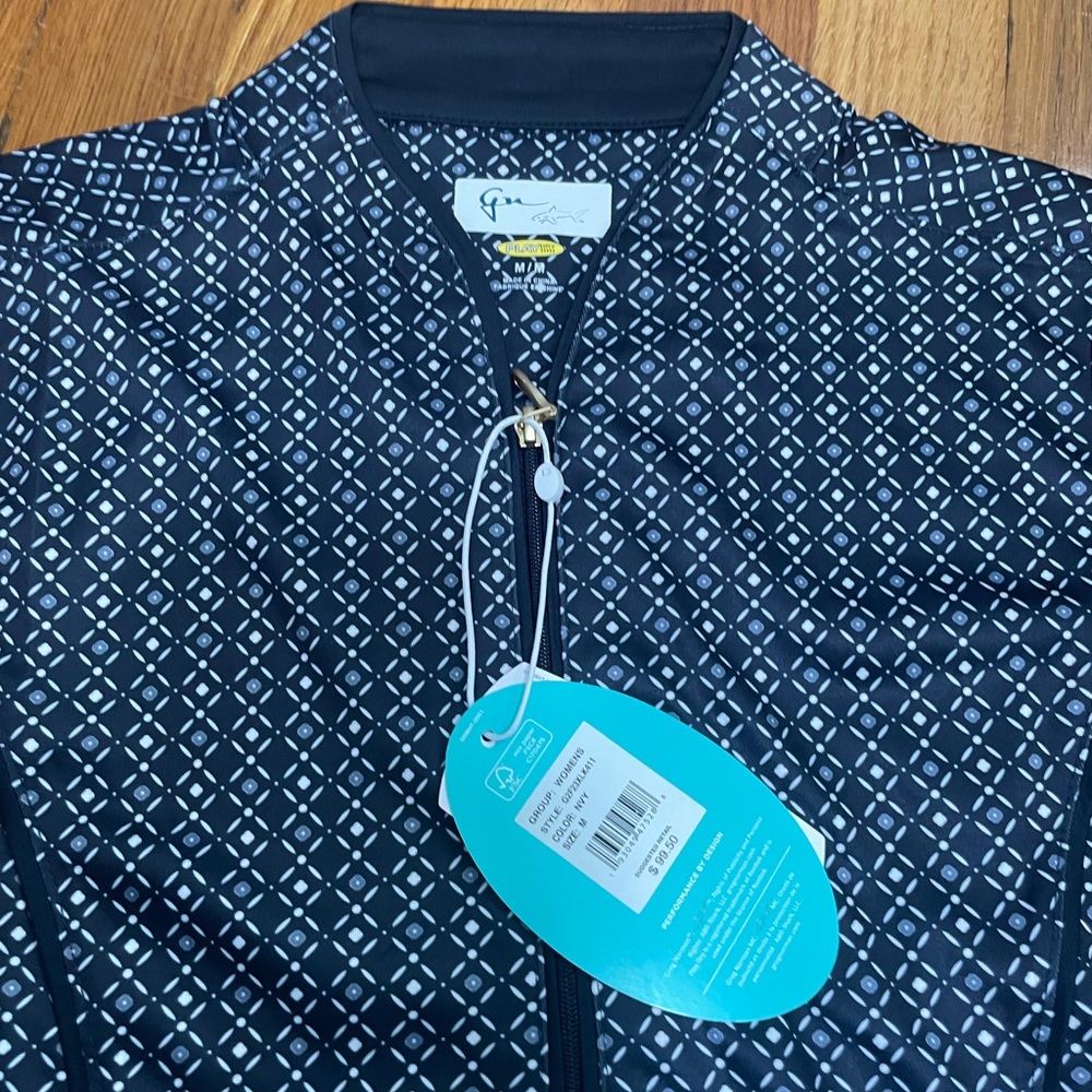 NWT Greg Norman Sleeveless Navy Floral Tile Performance Zip Dress - Picture 3 of 8